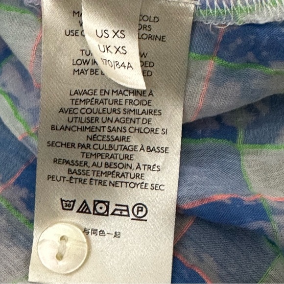 Pilcro Anthropologie Blue Tie Dye Buttondown Shirt X-Small XS - Picture 4 of 10